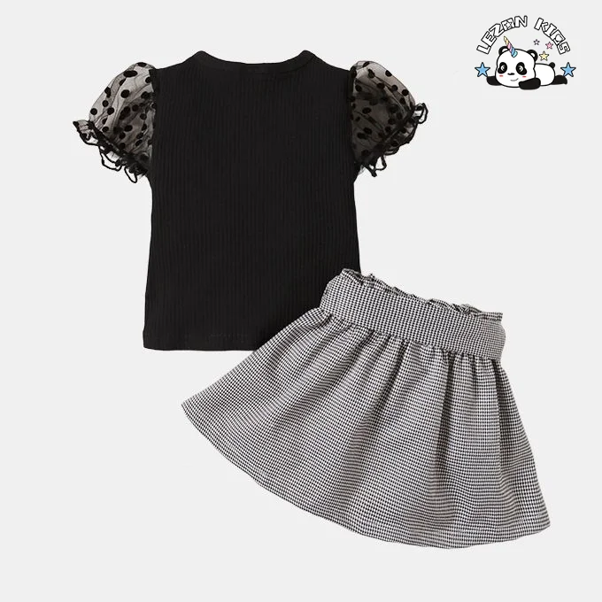 LEZONKIDS - Customized Summer Outfit T Shirt Skirt Set Kids Two-Piece Girls Clothing Set for Summer